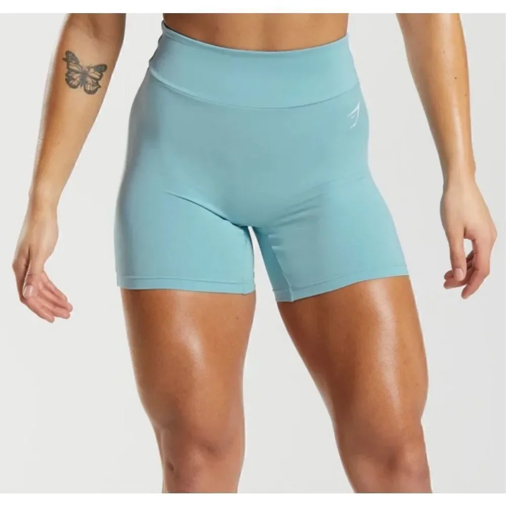Gymshark Women's Gym Shorts GS Power Original Tight Shorts light Blue Medium
